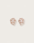 Rose gold stud earrings with open geometric diamond frames, centered by marquise-cut diamonds.