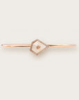 Rose gold bangle with ivory geometric stone and diamond accents