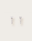 White gold stud earrings with vertical diamond rows and baguette-cut clear stones_pair