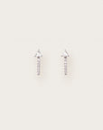 White Gold stud earrings with vertical diamond rows and triangle-cut clear stones_pair
