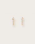 Gold stud earrings with vertical diamond rows and triangle-cut clear stones_pair