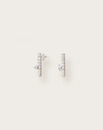 White gold earrings with vertical diamond row and two accent stones on each side
