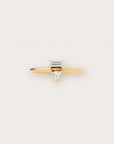 Gold ring with baguette and pear-shaped diamonds