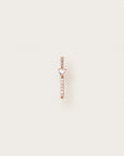 Rose gold earring with vertical diamond row and heart-shaped pink stone_single