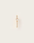 Single yellow gold earring featuring a vertical pavé diamond bar topped with an inverted trillion-cut diamond.