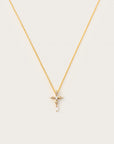 Gold necklace with cross-shaped diamond pendant