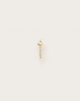 Gold earring with vertical diamond row and triangle-cut clear stone on top _single