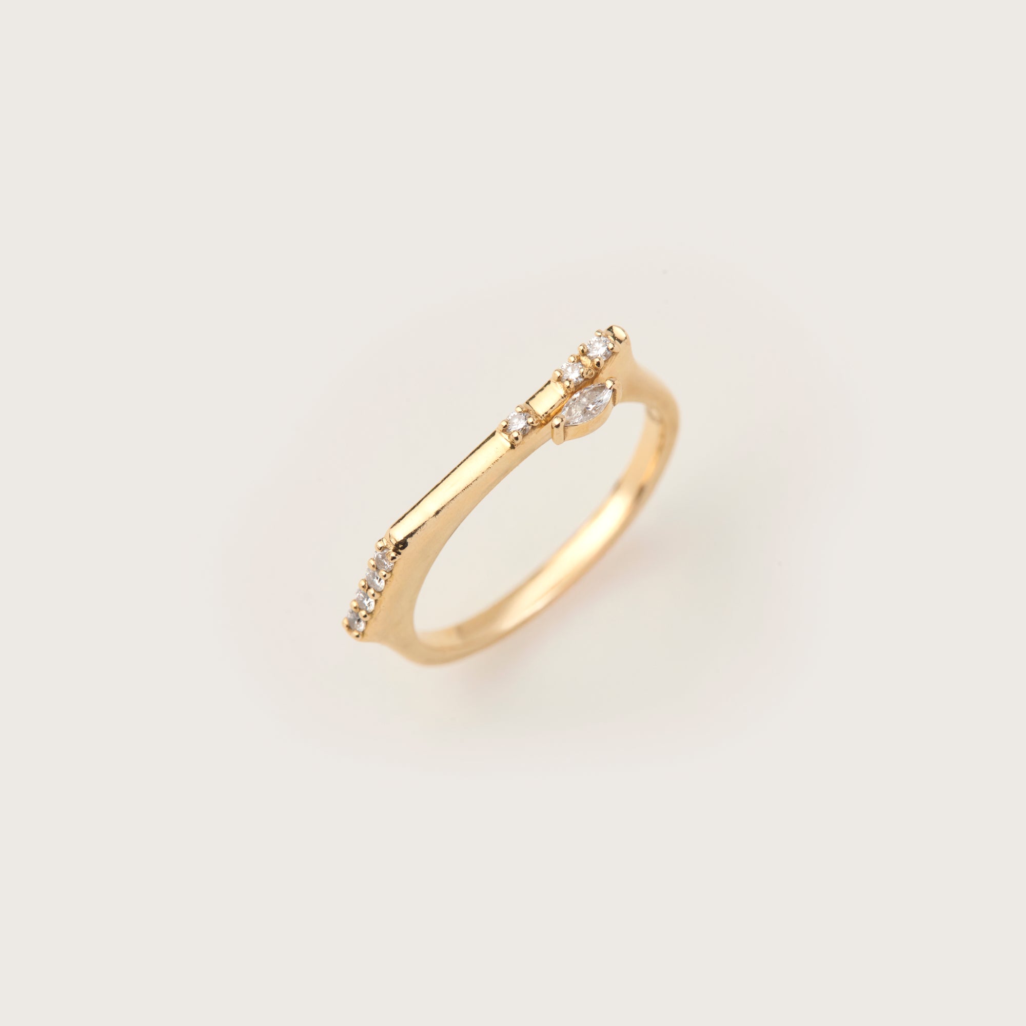 Asymmetric Mixed Diamond Ring – Marquise Accent