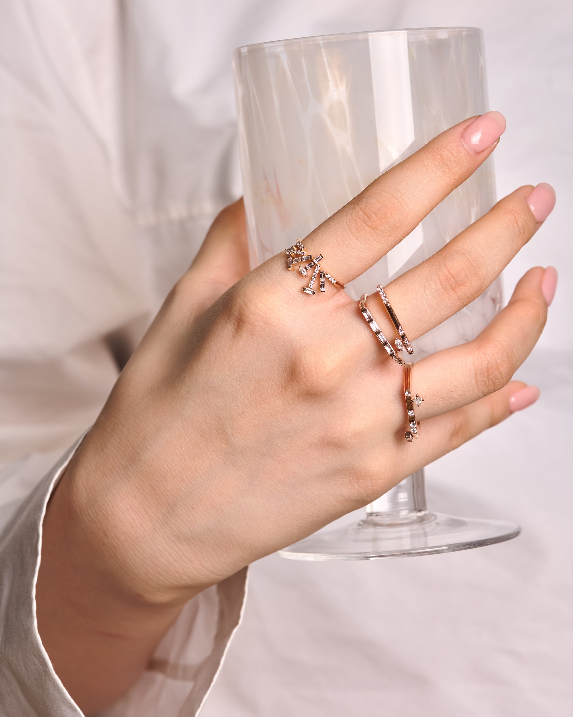 Asymmetric Mixed Diamond Ring – Brilliant Accent